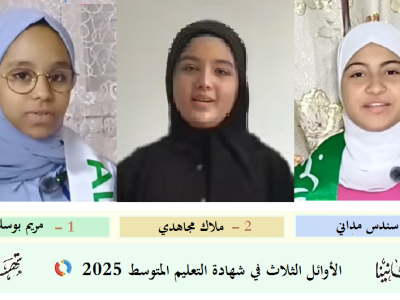 المراتب الثلاث الأولى في شهادة التعليم المتوسط بولاية عين صالح — 2025